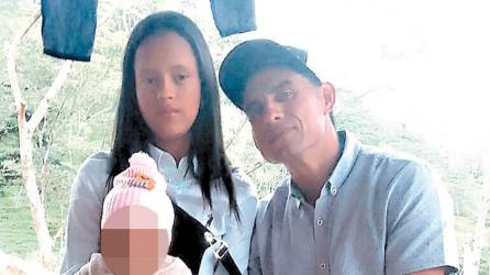 La víctima Ingris Aracely Valladares junto a su bebé y José Pavón, quien les disparó.