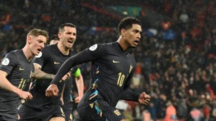 Jude Bellingham celebrando el gol marcado in extremis en el Inglaterra vs Bélgica.