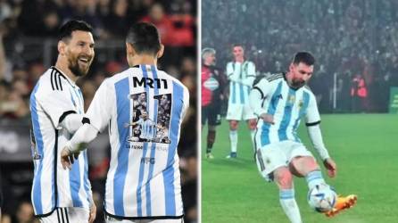 Lionel Messi marcó un triplete en la despedida de Maxi Rodríguez.