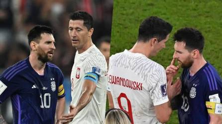 Leo Messi demostró su enfado con Robert Lewandowski durante el Polonia-Argentina del Mundial de Qatar 2022.