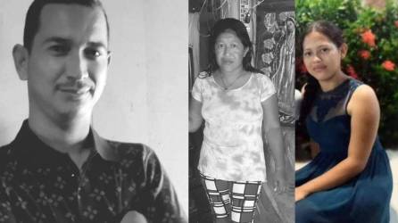 Cristhian Iván Fuentes Oyuela, María Antonia Alvarado y Jackeline Salinas, tres de las cuatro personas que murieron en el accidente. Todos eran originarios de Amapala, Valle y residían en el barrio La Cruz de San Lorenzo.
