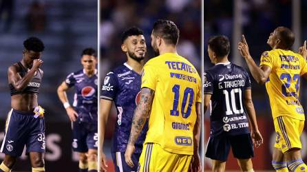 Las imágenes del partido entre Motagua y Tigres por la ida de cuartos de final de la Liga de Campeones de la Concacaf, el cual se saldó con triunfo 0-1 para el equipo mexicano.