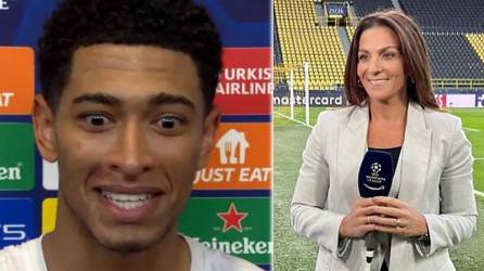 Jude Bellingham, futbolista inglés del Real Madrid, se volvió viral en redes sociales por la cara que puso tras una propuesta ‘indecente’ de una periodista italiana durante una entrevista post partido contra el RB Leipzig en el estadio Santiago Bernabéu.