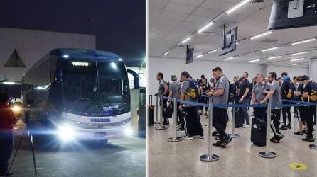 La plantilla de Tigres UANL salió del aeropuerto Ramón Villeda Morales de San Pedro Sula directamente en autobús rumbo al hotel de concentración.