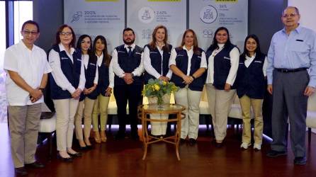 Julio Gom, consultor de Fundahrse y; del equipo Banpaís: Nidia Manzanares, Evelyn Ramos, Gilma Gómez, Daniel Martínez, Ana Pacheco, Marialex Boesch, Lennis Durón e Inti Alvarado y; Roberto Leiva, director ejecutivo de Fundahrse.