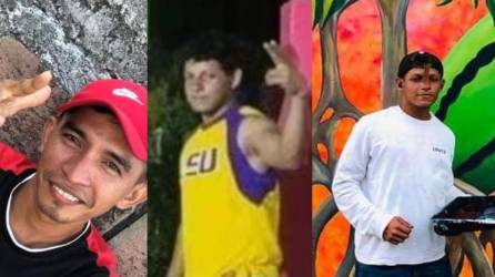 Júnior Flores, Aaron Palma y Cristian Núñez, tres de los cuatro muertos. El otro fallecido fue identificado como Selvin Geovany Ávila Lagos.