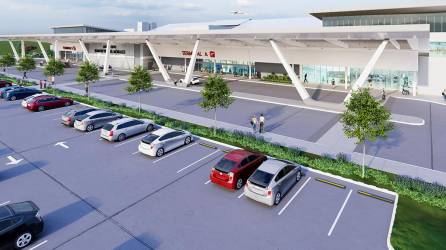 Diseño de Grupo-L arquitectos de cómo será el aeropuerto Ramón Villeda Morales tras su renovación.