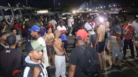 El grupo de migrantes protestaron en Tapachula, México.
