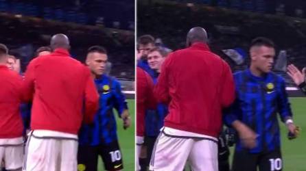 Lautaro Martínez y Romelu Lukaku protagonizaron un frío saludo antes del inicio del partido Inter-Roma.