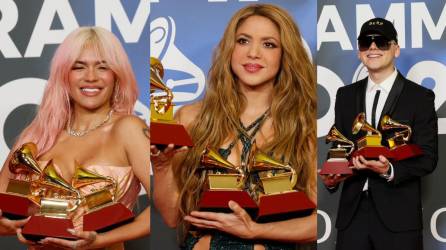 En una noche con los premios muy repartidos, las colombianas Shakira y Karol G, la mexicana Natalia Lafourcade, el argentino Bizarrap y el productor y compositor mexicano Edgar Barrera, fueron los triunfadores de la 24 edición de los Latin Grammy, con tres premios cada uno.