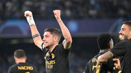 Fede Valverde celebrando el gol que le dio la victoria al Real Madrid.