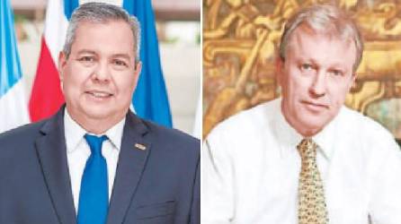 <b>El 1 de octubre de 2018 Dante Mossi (centro) fue electo presidente del BCIE, sustituyendo al hondureño Nick Rischbieth (derecha).</b>
