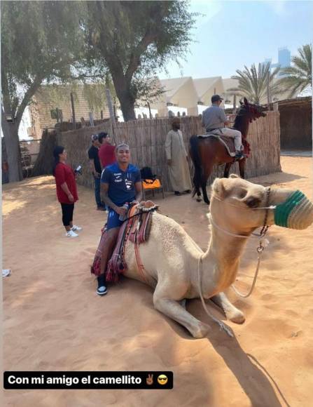 Joseph Rosales aprovechó la visita al Medio Oriente para posar encima de un camello.