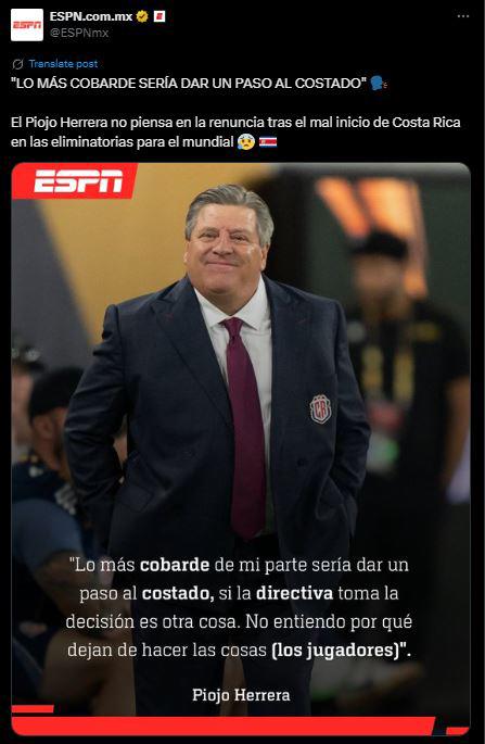 Indignación y enfado en Costa Rica: Exigen salida del Piojo Herrera