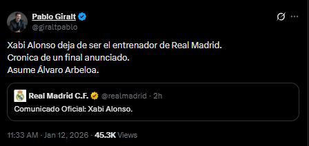 Real Madrid dijo adiós a Xabi Alonso: revuelo en redes y dardo tras su despido