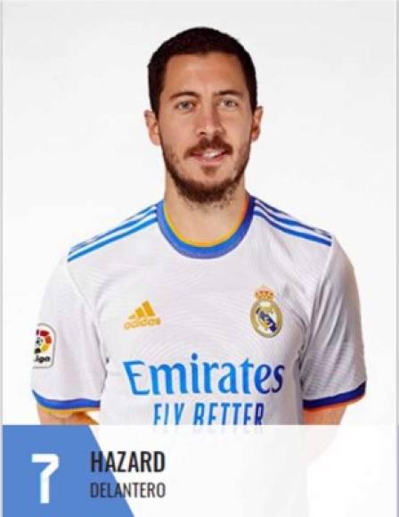 Eden Hazard - El delantero belga con el número 7 en el Real Madrid, que heredó de Cristiano Ronaldo.