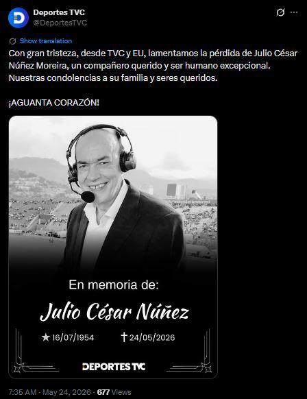 Dolorosos mensajes: Consternación en Honduras por muerte de Julio César Núñez
