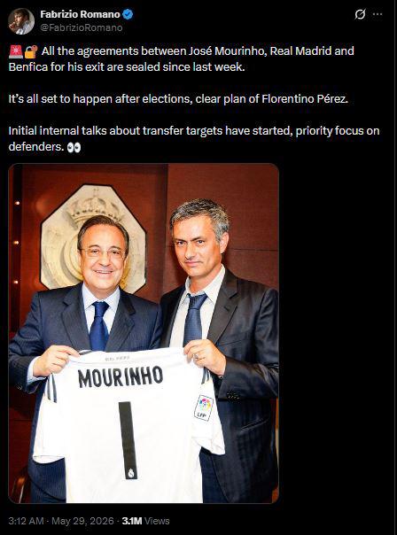 Mourinho firma con Real Madrid y revelan los fichajes que pide el técnico