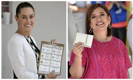 Las candidatas presidenciales Claudia Sheinbaum y Xóchitl Gálvez esperan los resultados en sus respectivos centros de campaña.