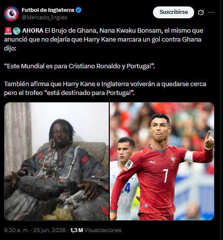 Brujo ghanés revela lo que pasará con Cristiano y Portugal en el Mundial 2026