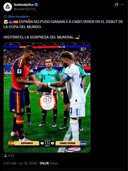 Indignación por España tras su debut en el Mundial y esto dicen de Cabo Verde