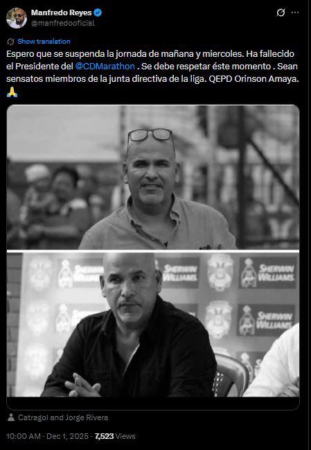 Consternación en Honduras por muerte de Orinson Amaya y hacen petición