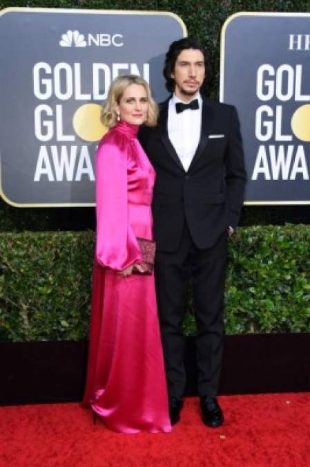 El Adam Driver, nominado por su actuación en 'La historia de un matrimonio', y su esposa, Joanne Tucker.