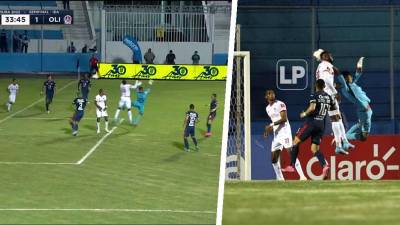 Marlon Licona salió mal de su área y Yustin Arboleda marcó de cabeza, pero el árbitro Said Martínez anuló el gol.
