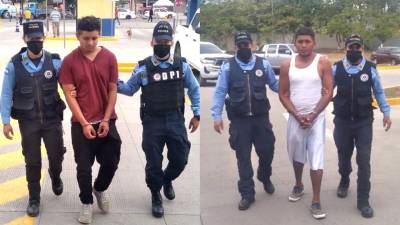Ronald Edil Galo Maldonado y Henrry Otoniel Maldonado García, custodiados por agentes de la DPI.
