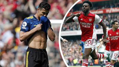 Cristiano Ronaldo marcó un gol, pero no pudo evitar la derrota del Manchester United contra el Arsenal.