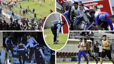 Otra vez se empaña el fútbol hondureño. Durante el descanso del Clásico Olimpia-Motagua hubo invasión de aficionados olimpistas bucando a motagüenses que se infiltraronn en las graderías del estadio Morazán.