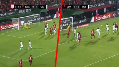 Edrick Menjívar pudo hacer más en los dos goles del Alajuelense en el primer tiempo de la gran final de Liga Concacaf 2022.