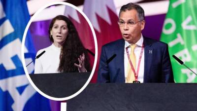 José Ernesto Mejía, secretario de la Fenafuth, se vio envuelto en un tenso discurso con Lise Klaveness, presidenta de la Federación de Fútbol de Noruega, en el Congreso de la FIFA en Qatar.