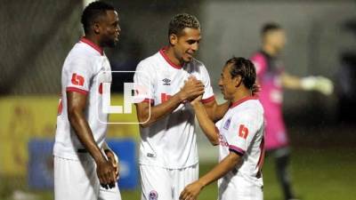 Bryan Moya celebrando su primer gol con el Olimpia en este Torneo Clausura 2022.