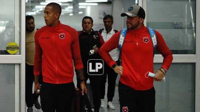 Jugadores del Alajuelense a su llegada a san Pedro Sula para el duelo contra el Real España por las semifinales de la Liga Concacaf.