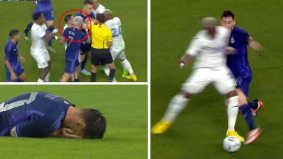 Deiby Flores le entró con mucha fuerza a Messi y provocó una tangana en el amistoso Argentina-Honduras.