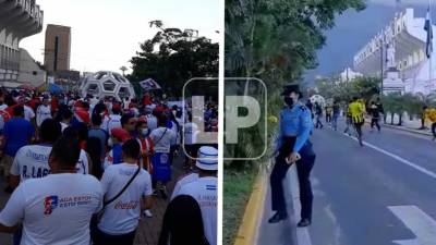 Las barras de Real España y Olimpia protagonizaron un enfrentamiento afuera del Morazán.