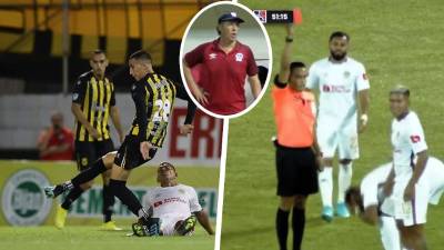 Brayan Moya se fue expulsado por una falta contra Carlos Mejía en el Clásico contra el Real España.