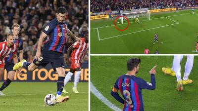 Robert Lewandowski falló un penal que la afición del Barcelona pidió que lo tirara Gerard Piqué ante Almería en el Camp Nou.