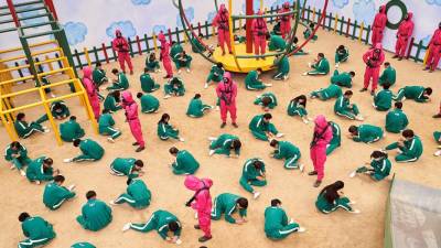 La escena de un episodio de la serie coreana “Squid Game”.