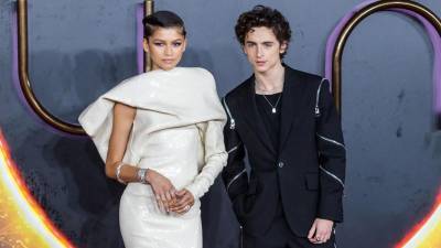 Los actores estadounidenses de la película “Dune” Zendaya y Timothee Chalamet.