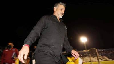Diego Vázquez, entrenador del Motagua, durante la final de ida de Liga Concacaf contra Comunicaciones.