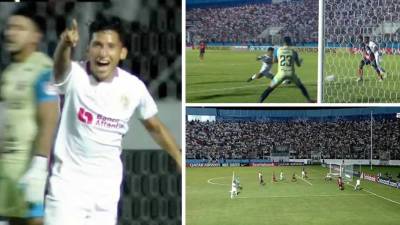 José Mario Pinto marcó el primer gol del Olimpia en la final de la Liga Concacaf 2022 ante el Alajuelense.