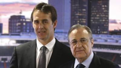 Julen Lopetegui y Florentino Pérez, entrenador y presidente del Real Madrid.