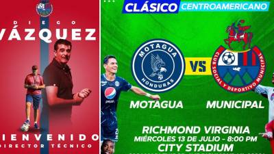 El Motagua se verá las caras contra el Municipal de su exentrenador Diego Vázquez.