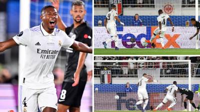 David Alaba marcó el 1-0 del Real Madrid contra el Eintracht Frankfurt en la Supercopa de Europa.