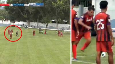 ‘Rambo’ de León marcó un tremendo golazo de tiro libre para el triunfo del Atlético Júnior sobre el Oro Verde en la Segunda División de Honduras.