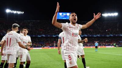 Joan Jordán puso a ganar al Sevilla contra el Wolfsburgo en el estadio Ramón Sánchez-Pizjuán.