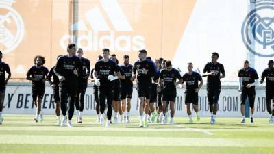 Los jugadores del Real Madrid durante el último entrenamiento previo al Clásico ante Barcelona.