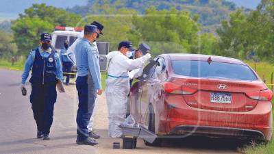 Medicina Forense y Policía Nacional inspecciona el vehículo en que fue hallado el joven.